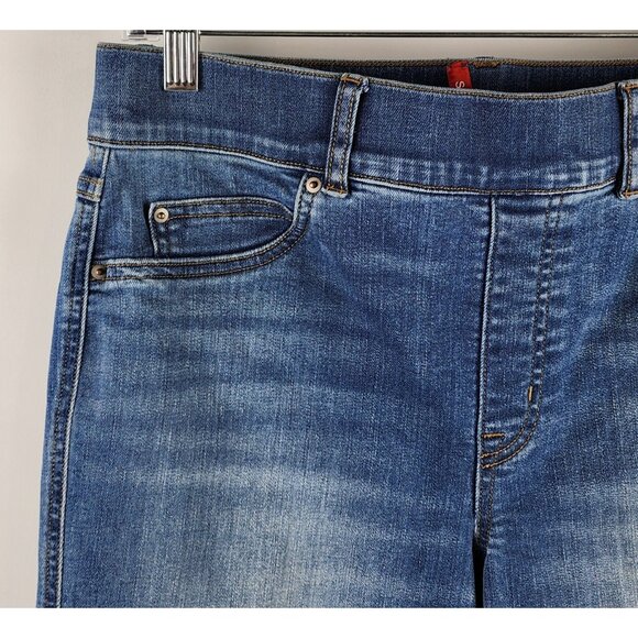 Spanx Jeans Womens Blue Large Straight Leg Pull on Denim Pants 30x28 20356R - Picture 4 of 11